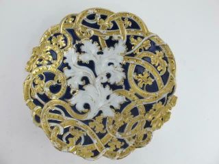 Meissen 19th Century Cobalt Blue Gold High Relief Antique 11 " Cabinet Plate Bowl