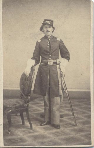 Portrait Civil War Captain Benjamin Ricker In Uniform - Era Cdv