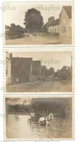 Old Postcards Riseley Village Bedfordshire Ouse In Flood Etc Real Photos C.  1905