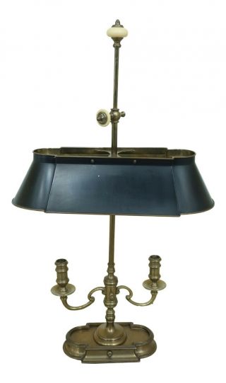 F32380ec: Chapman Brass Desk Or Table Lamp W.  Tole Shade