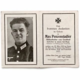 Ww2 German Army Soldiers Mourning Death Card - Ev25