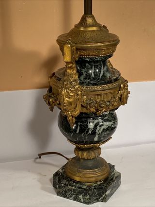 Antique French Green Marble & Ormolu Neoclassical Gilt Bronze Urn Lamp 3