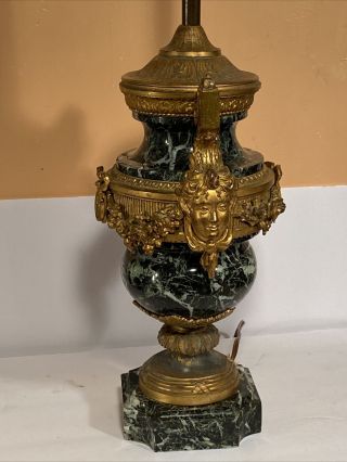 Antique French Green Marble & Ormolu Neoclassical Gilt Bronze Urn Lamp 4