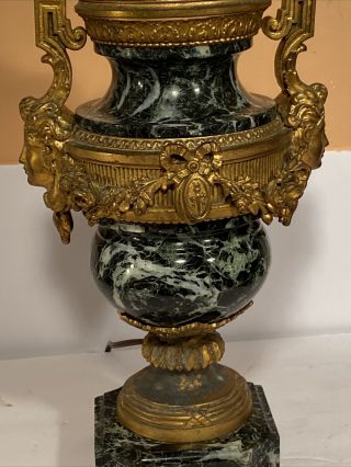 Antique French Green Marble & Ormolu Neoclassical Gilt Bronze Urn Lamp 6