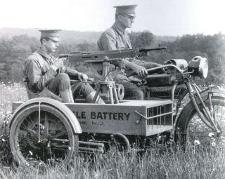 Indian Motorcycle And M1914 Colt Machine Gun - 1917 World War 1 Photo