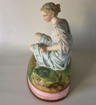 Large Antique Letu & Mauger (L&M) French Biscuit Porcelain Lady Figurine 11.  5 