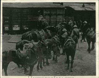 1918 Press Photo Us Troops Mount Horses For World War I Battle In France