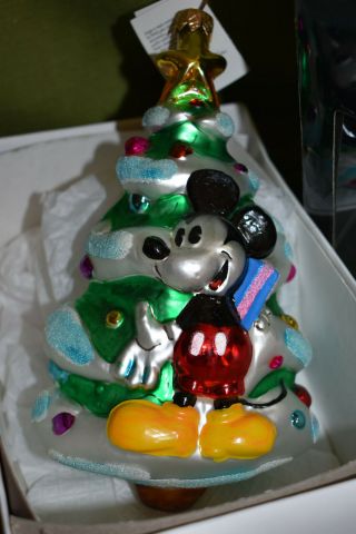 1997 Christopher Radko Disney Christmas Tree Glass Ornament Mickey And Minnie