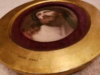 RARE LARGE SIZE KPM HAND PAINTED PORCELAIN PLAQUE - Jesus With Crown Of Thorns 3