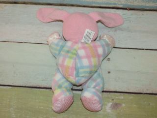 Playskool Snuzzles Bunny Rabbit Plaid 1996 Pink Plaid Baby Plush Stuffed Toy 11 