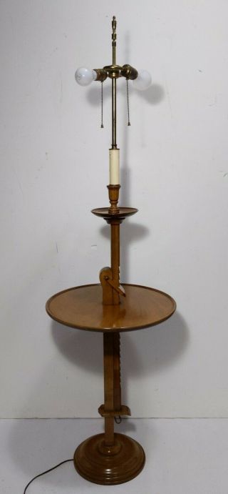 Vintage Adjustable Ratchet Floor Lamp Table Arts & Crafts Frances Elkins Style
