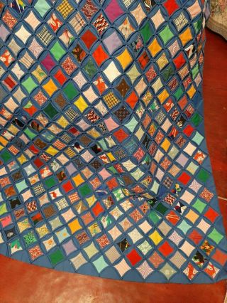 Vintage Hand Made Cathedral Window Quilt,  Polyester and Cotton.  87 X 102 2