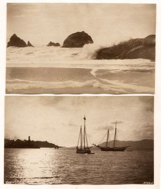 Two Vintage 1870 - 1880 Photographs Of San Francisco Bay By Fiske