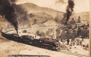 Siskiyou Mmountains California Engine Train Real Photo Vintage Postcard Aa27728