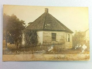 Vintage Postcard Rppc The First School House In Newburg Pa 100 Years Old