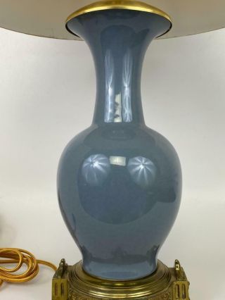 Antique French Louis XVI Gilt Bronze Ormolu Gray Chinese Porcelain Vase 25 