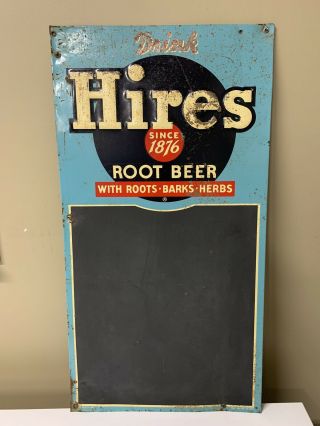 Vintage Hires Root Beer Metal Advertising Sign Chalkboard