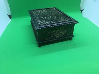 Tiffany Studios Bronze and Glass Desk Box in the Pine Needle pattern,  PERFECT 2