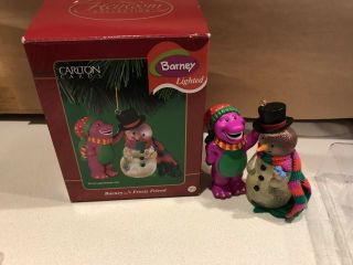 Barney Frosty Friend Carlton Cards Ornament Barney & Snowman Purple Dinosaur