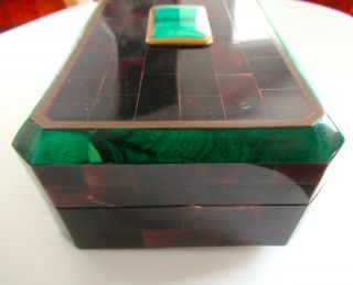 Vtg Maitland Smith Tessellated Malachite Horn Dresser Box Trinket Cigar Stash 4
