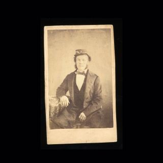Civil War Cdv Photograph Soldier In Kepi & Vest 1800s Victorian Photo