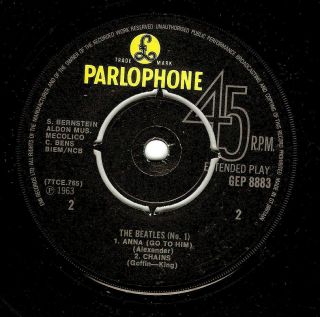 THE BEATLES The Beatles No.  1 EP Vinyl Record Single 7 Inch Parlophone Rock Pop 3