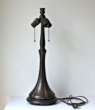 Signed Handel Bronze Lamp Base Arts & Crafts / Art Nouveau Era 3 Socket