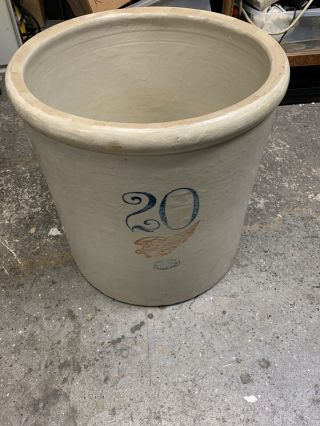 Antique 20 Gallon Red Wing Crock – Large Wing Cream Color