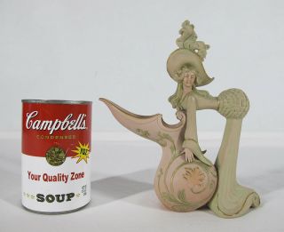 Very Rare Schafer & Vater Art Nouveau Lady Figural Pink/Green Bisque Creamer yqz 3