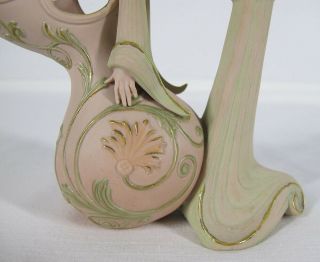 Very Rare Schafer & Vater Art Nouveau Lady Figural Pink/Green Bisque Creamer yqz 5