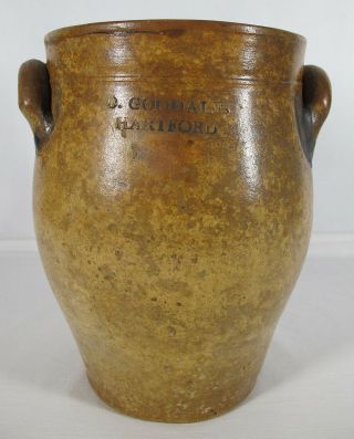 Antique 1827 Daniel Goodale Hartford Connecticut Stoneware Jar/crock Cobalt Yqz