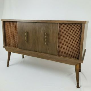 Mid - Century Record Player Media Storage Console Cabinet Sideboard Stand Vintage