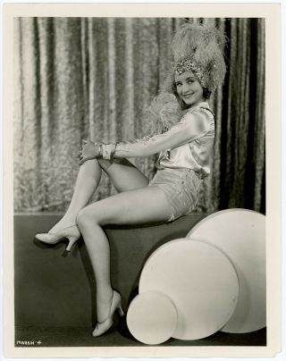 Leggy Pre - Code Beauty Marian Marsh Glamorous Feathered Headdress Pin - Up Photo