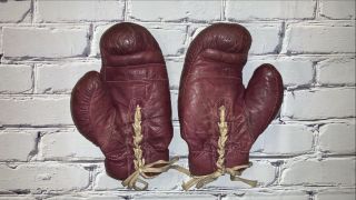 Rare Antique Vtg Leather 1900s A.  G.  Spalding & Bros Boxing Gloves w Scarce Patch 3