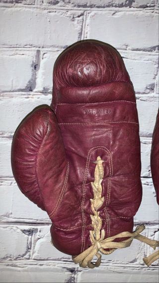 Rare Antique Vtg Leather 1900s A.  G.  Spalding & Bros Boxing Gloves w Scarce Patch 6