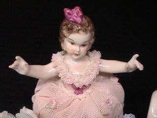 Mz Irish Dresden Lace Little Girls Figurines 