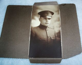 Ww1 Photo In Cardboard Holder: Young U.  S.  Army Officer