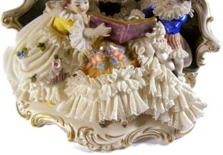 Antique Ackermann Fritze Volkstedt Large Mother Reading Dresden Lace Figurine 4