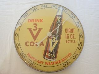 Vintage Pam Clock Co Bubble Glass Advertising Thermometer Sign 3 - V Cola 12 "