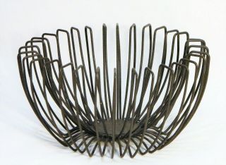 Basket Bowl Metal Double Wire Black Mid Century Danish Modern Display