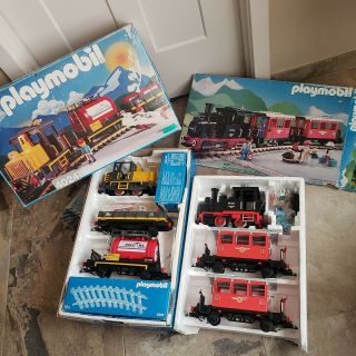 Vintage Playmobil Railroad Passenger Train Set 4002 Volcano 4024 Track Transform