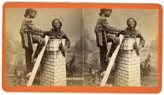 Chimney Sweeps Black African American Stereoview Savannah Georgia Tones