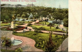 Vintage 1908 Panorama Of The Public Garden In Boston Massachusetts Ma Postcard