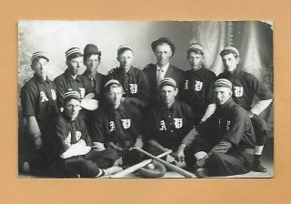 1907 Baseball Team Rppc Real Photo Post Card Divided Back Azo Vintage Old