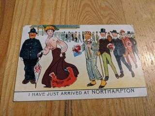 Vintage 1907 Northampton Postcard Just Arrived Romance