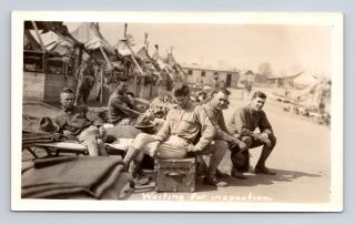 Photo Of Wwi World War I Lounging Outside Tents Waiting For Inspection