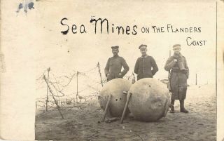 Sea Mines On The Flanders Coast Ww1 Real Photo Postcard