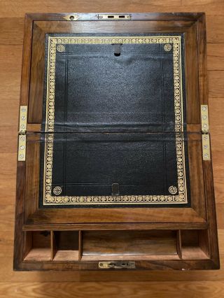 Antique English Walnut Lap Desk With Secret Drawers