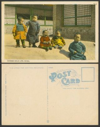 China Old Postcard Chinese Child Life Native Children Babies Boys & Girls Peking
