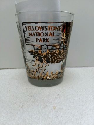 Vintage Yellowstone National Park Souvenir Glass & Collectors Plate Gold Trim